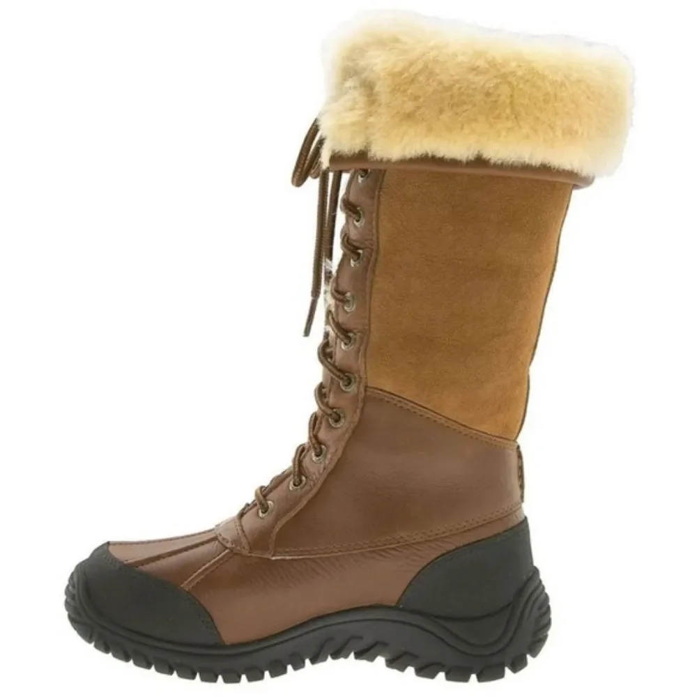 UGG Adirondack Tall Foldover Winter Snow Shearling Brown Tall Boots Size 8